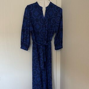 Ann Taylor Blue and Black Long Sleeve Dress